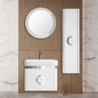 China Thickness 16mm PVC Bathroom Cabinets With White Circular Intelligent Mirror on sale
