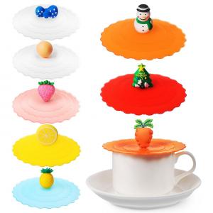 Silicone Mug Lid Cover, Colorful Anti-Dust Silicone Mug Cover Cute Reusable Silicone Lids For Cups Mug Beer Glass Indoor