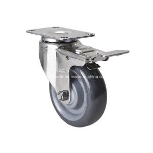 China Corrosion-Resistant Material Stainless Steel Plate Brake PU Caster S5424-75 4 100kg supplier