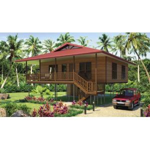 Light Steel Frame Wooden Home Beach Bungalows With Shower , Kitchen