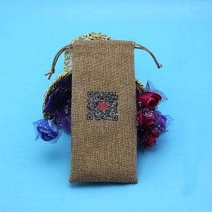 8 X 10cm Wallet Jute Drawstring Bag With Custom Printed Logo Easy To Carry
