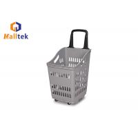 China Single Handle Supermarket Basket Trolley Plastic Shopping Basket With Wheels on sale