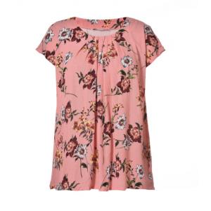 Spring And Summer Ladies Fashion Tops Short Sleeved In Viscose Crepe