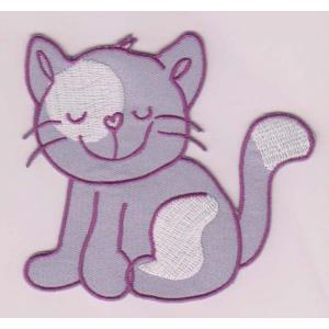 China New arrival Lovely cat custom embroidery patch with heat-cut border and Iron on backing supplier