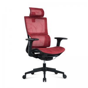 Red Nylon Body Mesh Office Chair with 3D Lifting Armrest and PU Armrest Surface