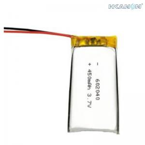 China Small Size Rechargeable Lithium Li Ion Polymer Battery 552045 602040 602530 3.7V 450mah supplier