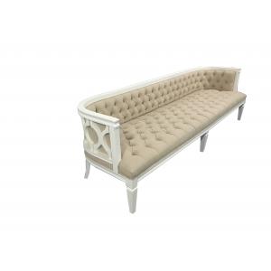 Wholesale Event wedding beige linen fabric sofa tufted upholstery velvet fabric wooden 3-seeater sofa