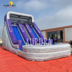 Custom Purple Gray Inflatable Water Slide With Climbing Wall For Adventure Seekers