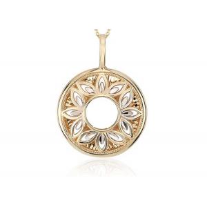 Floral Filigree Shape Diamond Pendant Necklace Yellow Gold OEM ODM