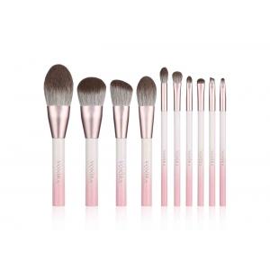 Vonira 10 PCS Pink White Gradient Color Makeup Brushes Set with Corn Fiber Private Label Logo