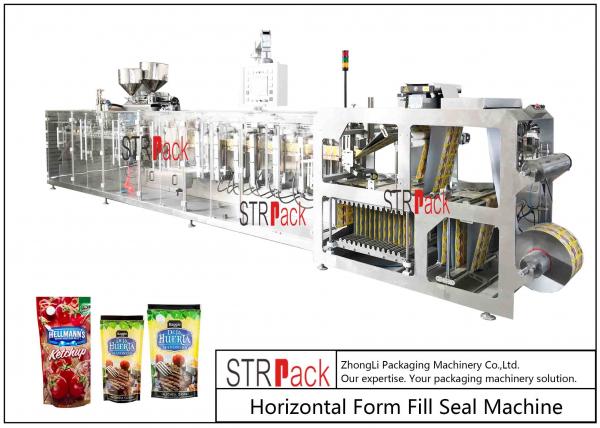 PLC Control Stand Up Pouch Filling And Sealing Machine For ketchup / Sauce