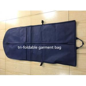 Tri-foldable Suit Garment Bag navy non woven and polyester with shoe pocket