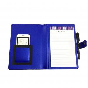 China Business PU Leather Notebook 40pp Hardcover Spiral Diary Blue With Notepad supplier