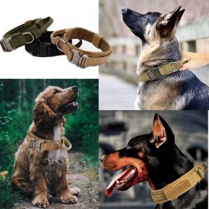 Tactical Dog Collar Military Dog Collar Nylon Dog Collar Heavy Duty Metal Buckle with Handle for Dog Training