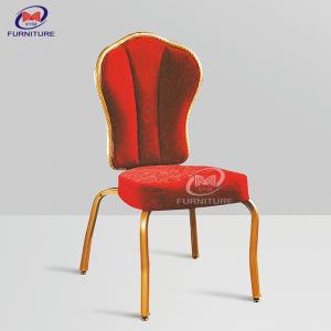 China Red Velvet Fabric Hotel Banquet Chair Mould Foam Cushion Fabric Upholstered Dining Chairs supplier