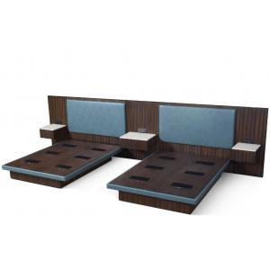 5 Star Hyatt Bed Luxury Hotel Bedroom Furniture With Zebra Wood Veneer And Power Outlet