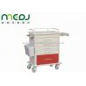 Cream / Red Hospital Medicine Trolley , Five Drawer Hospital Crash Cart MJTC01