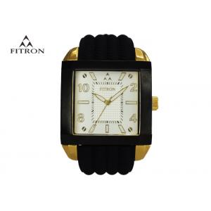 China Vintage Mens Luxury Rectangular Watches , Custom Silicone Watches Three Stitches supplier