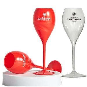 Unbreakable Acrylic G.H. Mumm Champagne Glasses Red Plastic Tulip Champagne Flutes