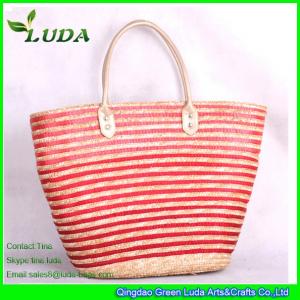 China LUDA Wholesale Wheat Straw Bags Leather Handles supplier