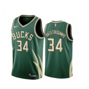 Mens Milwaukee Bucks #34 Giannis Antetokounmpo Stitched Green 2021 Earned Edition Swingman Jersey