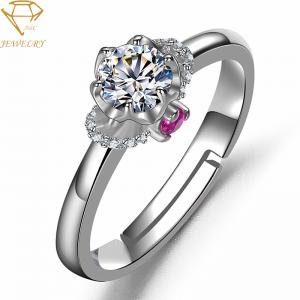 China Adjustable Personalized Diamond Ring Rose 18K Silver Plating supplier