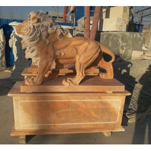 Garden decoration Nature Stone walking lions statue pink marble animal sculpture,stone carving supplier