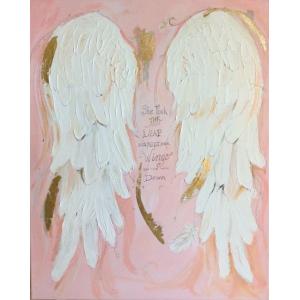 Angle Wings Pattern Modern Canvas Wall Art Hand Painted Embellishments
