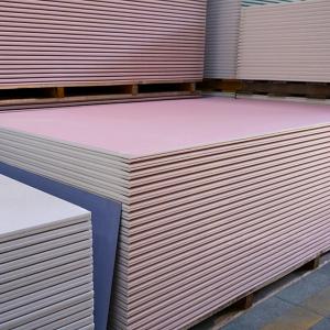 China Fire Resistant Pink Gypsum Board Drywall Paper Faced 12.5mm Thickness supplier