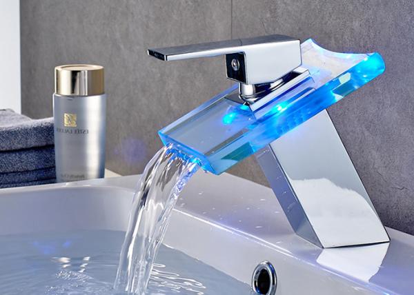 ROVATE Watermark LED RGB Faucet Spout Washroom Waterfall Basin Mixer Tap