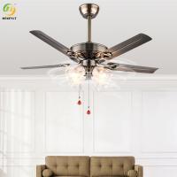 China Iron Retro LED Smart Ceiling Fan Light Kit With Remote Control on sale