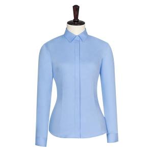 China Slim Fit Bamboo Fiber Formal Shirt For Women Women's Blouses Shirts With Stand Collar supplier