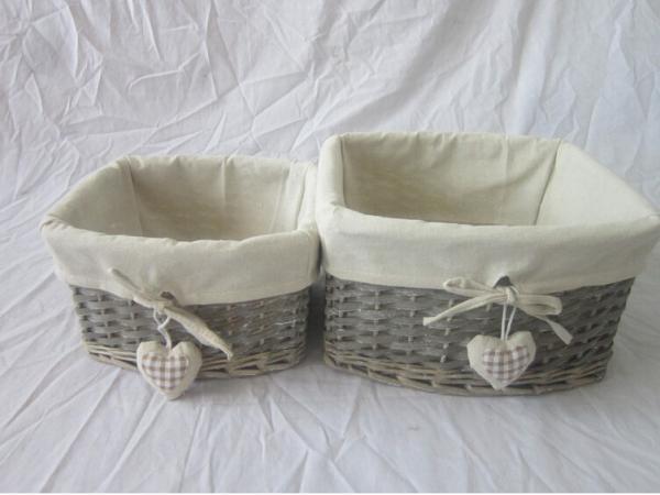 wicker gift basket set of two, with heart decoration