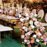 China Wedding Decoration Supplies Custom Color Silk Wedding Floral Table Runner Sweetheart Table Artificial Flowers on sale