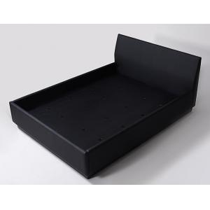 Black Vinyl Fully Upholstered King Size Hotel Bedroom Bed With Black Laminate Base