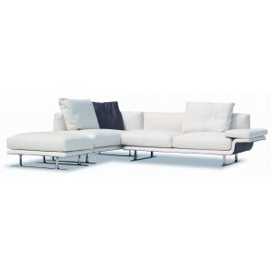 China Custom Full Size White Leather Modern Sofa Sleepers with Chaise for Home supplier