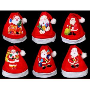 China Red Christmas Hat For Gift Plush Hat  For Christmas Party,Printing Santa Claus supplier