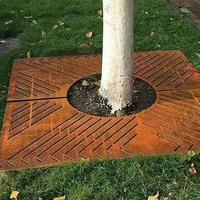 China Corten Steel Custom Tree Grate Metal Outdoor Sidewalk Trees Protection Grate on sale