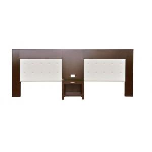 Walnut Solid Wood Headboard For Queen Beds With Power Hubs , Dark Color