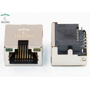 China Único do porto RJ45 do conector do PWB da montagem perfil baixo ultra com o diodo emissor de luz alinhado supplier