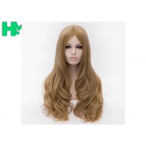 Brown No Bangs Synthetic Water Wave Long Hair Wigs For African Women