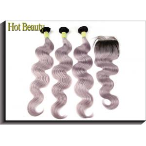 China Body Wave Human Hair Lace Closure Grey Color 4 Inch By 4 Inch Lace Size Swiss Lace Free Part supplier
