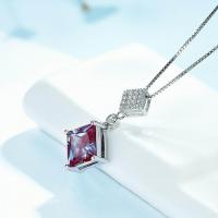 China 925 Sterling Silver Color Change Cubic Zircon Jewelry Lab Alexandrite Pendant Necklace on sale