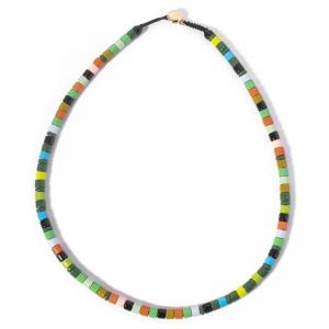 Rainbow Color Enamel Bead Necklace Environmentally Friendly