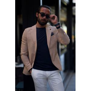 Double Breasted Camel Mens Casual Business Jacket No Tie