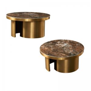 China Gold Titanium Ceramic Marble Nordic Coffee Table round Minimalist supplier