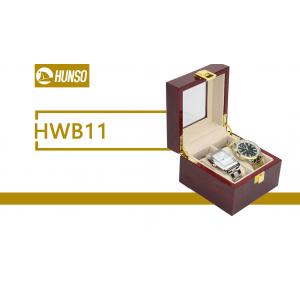 China Custom Logo Wrist Watch Storage Box Printed Wooden Gold Lock 2 Sets supplier