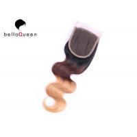 China Three Tones Body Wave Human Hair Lace Closure With 4x4 Lace on sale