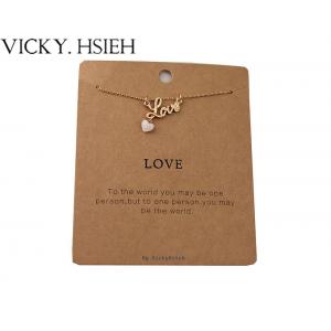 VICKY.HSIEH &quot;Love&quot; Gold Tone Pink Heart Letter Charm Inspiration Pendant Charm Necklace