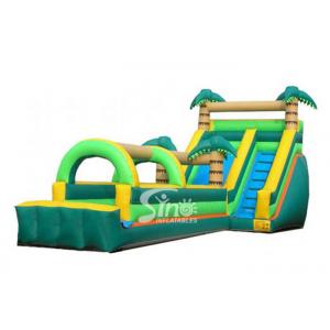 Tropical Palm Tree Inflatable Water Slide With Long Slip n Slide For Beach Parties
